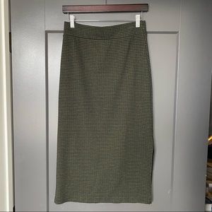 Lou & Grey Green and Black Checked Pencil Skirt Size Small